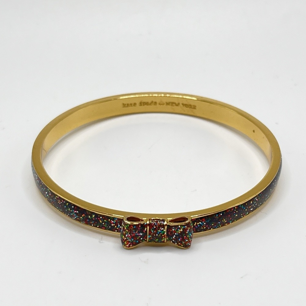 Kate Spade New York Gold & Color Glitter Bow Bangle Bracelet - Light Inner Wear